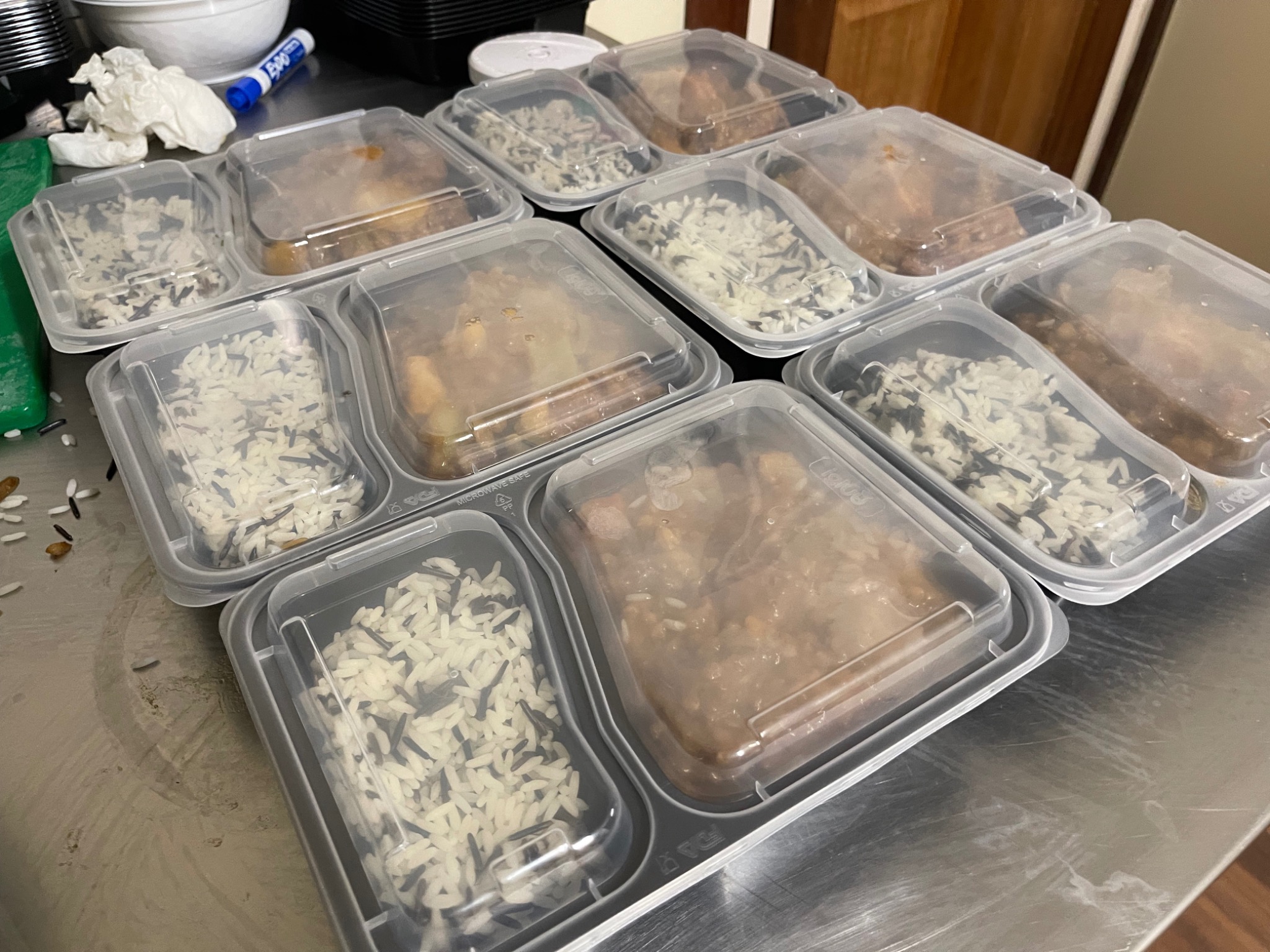 Individual portions prepared in divided meal trays